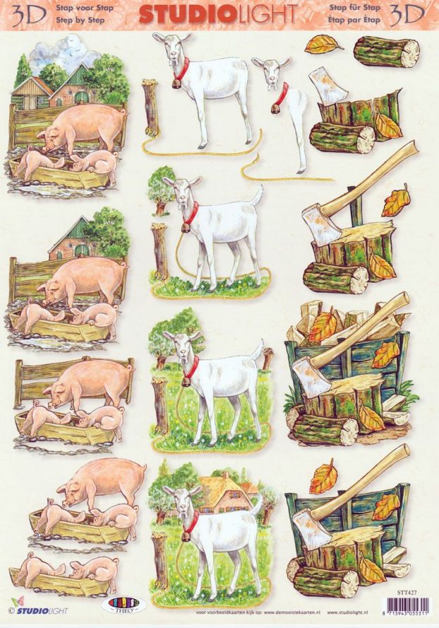 Animals - 3DA4 Step by Step Decoupage Sheet