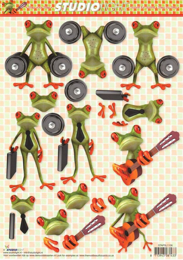Frogs - 3DA4 Step by Step Decoupage Sheet