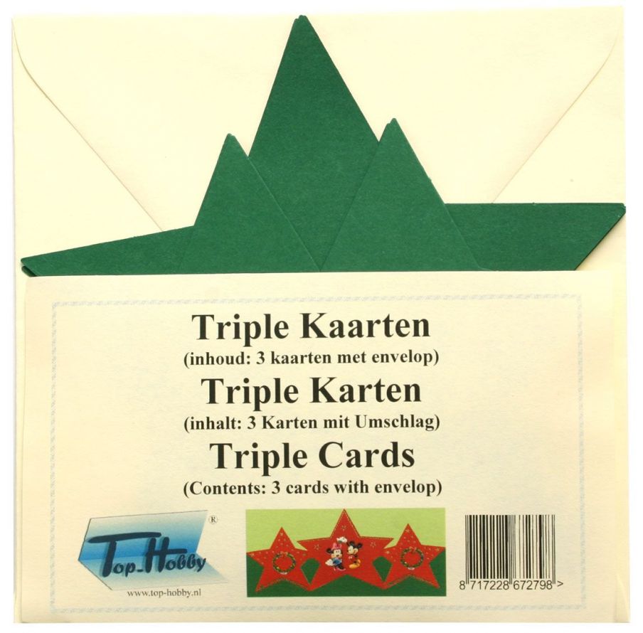 Christmas Stars - Triple Cards - Dark Green