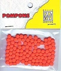 Mini Pom Poms - 3mm - Orange - 100pcs