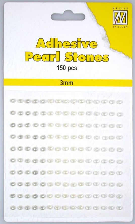 Pierres de Perle adhésives - 3mm - 3 nuances de Blanc - 150pcs