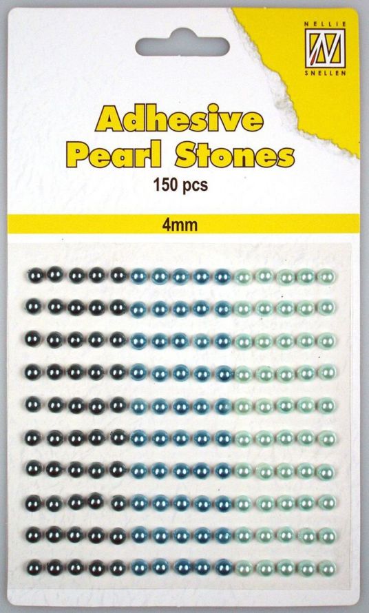 Adhesive Pearl Stones - 4mm - 3 shades of Blue - 150pcs