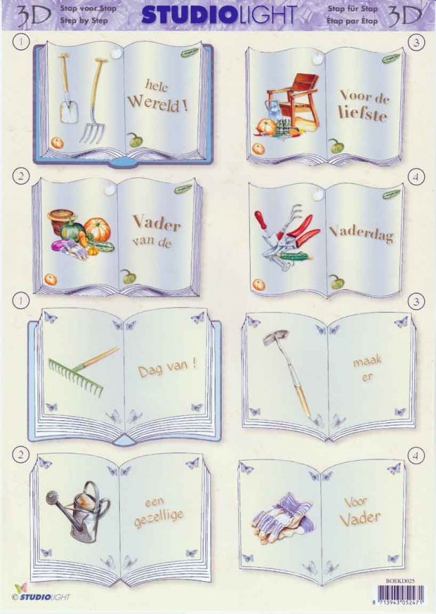 Book Vaderdag - Dutch - 3DA4 Step by Step Decoupage Sheet
