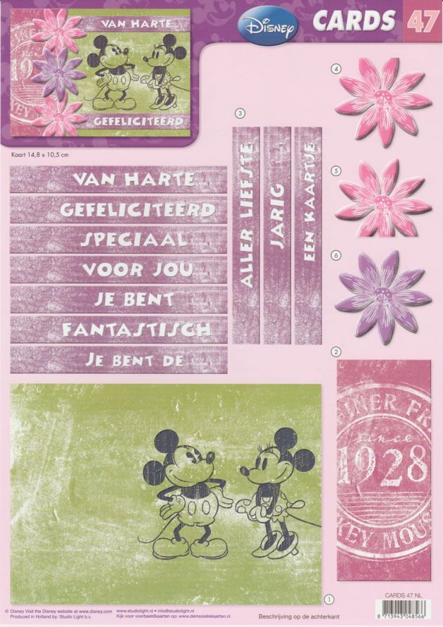 Disney Vintage  - Neérlandais CARDS - Feuille à Découper