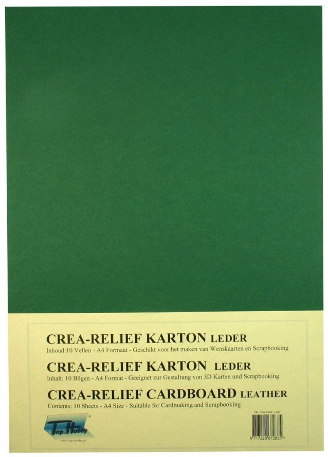 Cuir - Crea-Papier Texturé - Carton Paquet - A4 - Vert Foncé