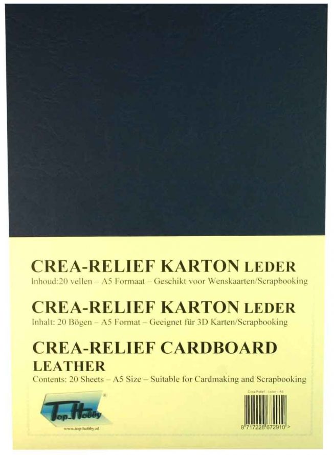 Cuir - Crea-Papier Texturé - Carton Paquet - A5 - Bleu Foncé