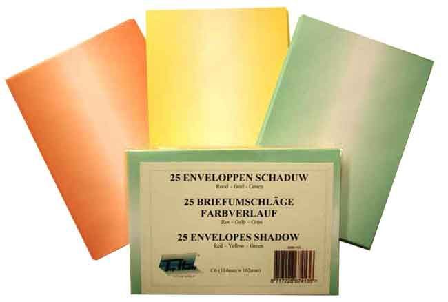 Envelopes Packet C 6- 25 envelopes - Shadow - Green, Yellow, Red