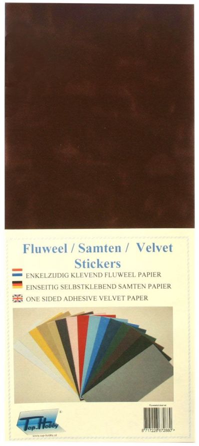 Velvet Sticker Sheet - Dark Brown - 10 x 23cm