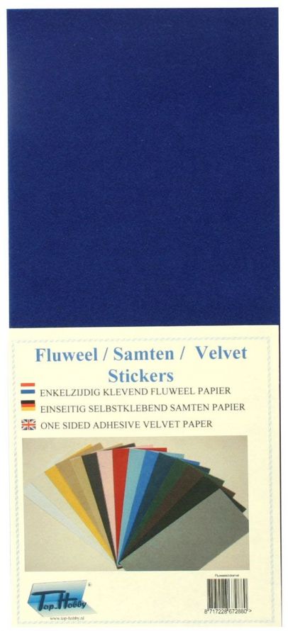 Velours Sticker Sheet - Bleu Foncé - 10 x 23cm
