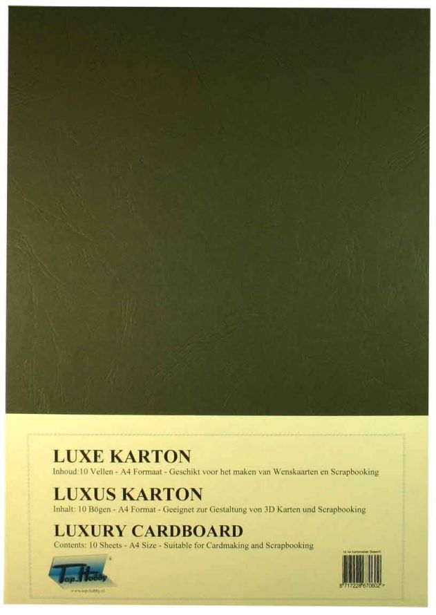 Luxus A4 Karton Packung - Leder Dunkle Olivgrün - 10 Bögen