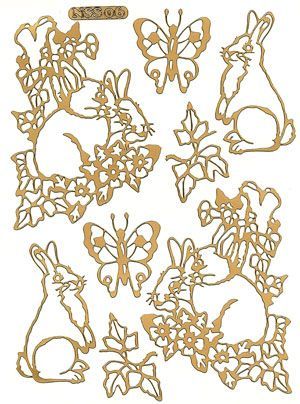 Kaninchen und Schmetterlinge - Ornamant A5 Sticker Bogen - Gold