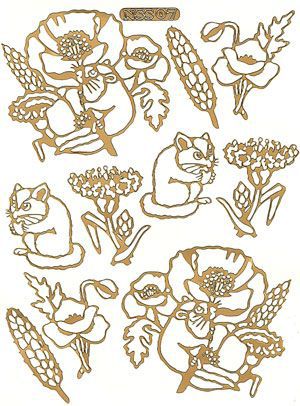 Flowers and Animals - Ornament A5 Sticker Sheet - Gold