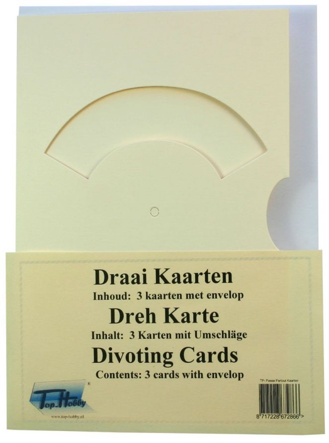 Dreh Karten Packung - Creme - 3 Karten, 3 Umschläge und Musterklammern