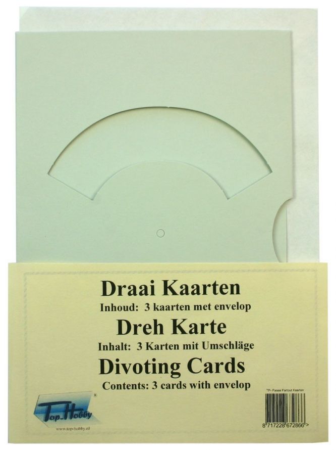 Dreh Karten Packung - Hellgrau - 3 Karten, 3 Umschlagen und Muserklammer