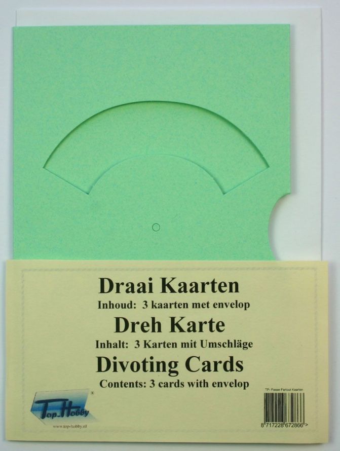Dreh Karten Packung - Hellgrün - 3 Karten, 3 Umschläge und Musterklammern