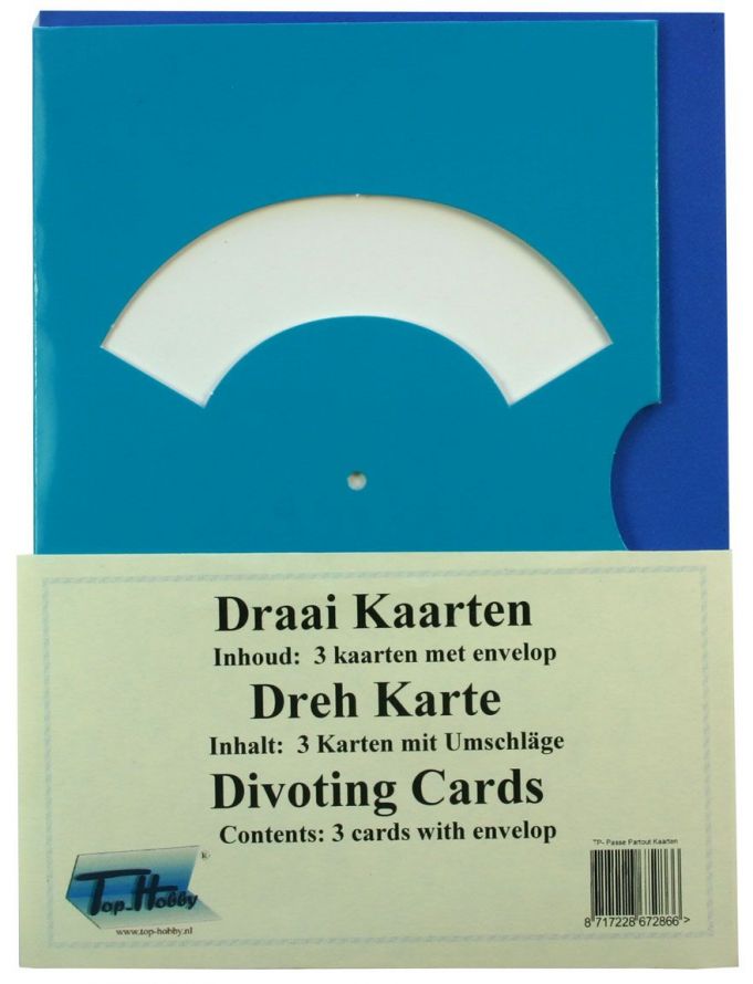 Dreh Karten Packung - Turquoise - 3 Karten, 3 Umschläge und Musterklammern