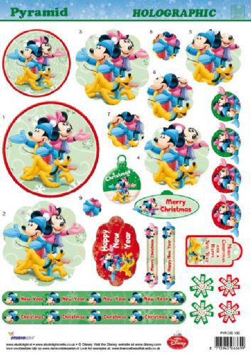 Mickey Mouse Kerst - Holographic Pyramid - 3DA4 Stap voor Stap Knipvel
