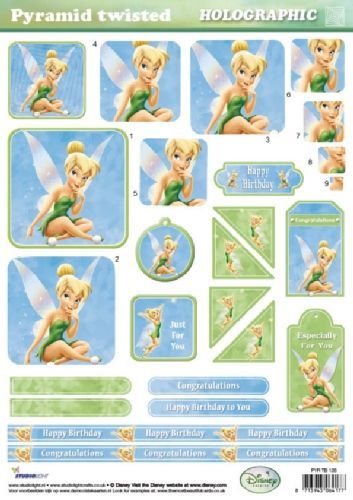 Tinker Bell Christmas - Holographic Pyramid - 3DA4 Step by Step Decoupage Sheet
