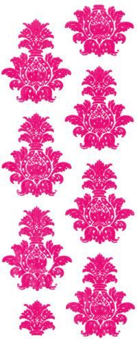 Velvet Rub-on Sticker Sheet - Damask - Pink