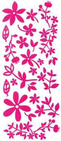 Samt Rub-on Sticker Bogen - Blumen - Rosa