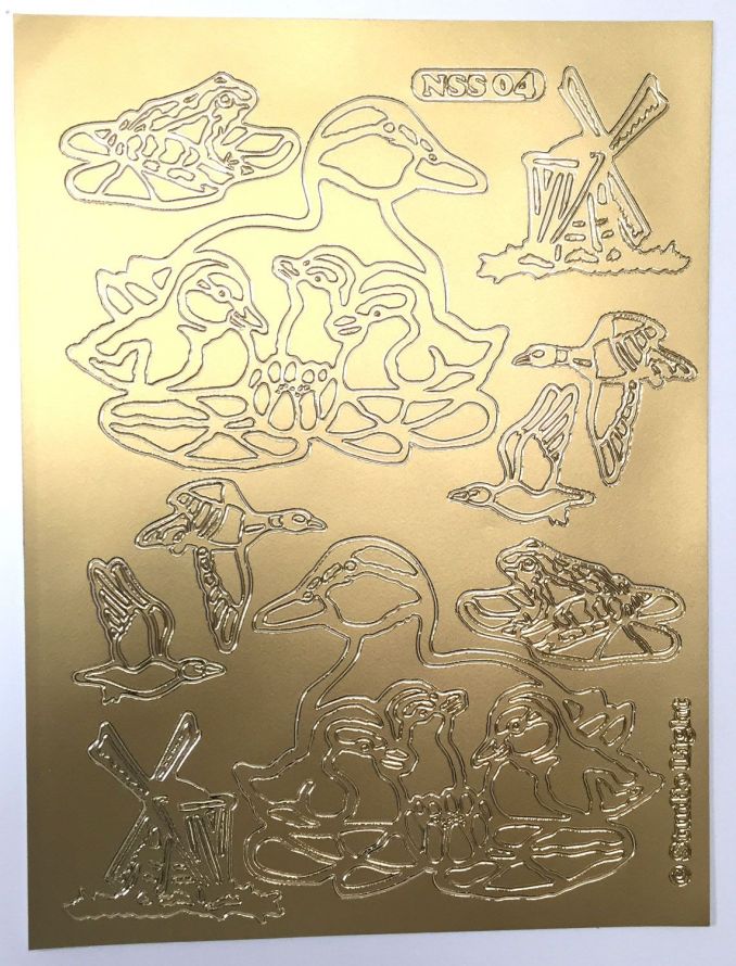 Vögel und Frösche - Ornamant A5 Sticker Bogen - Gold