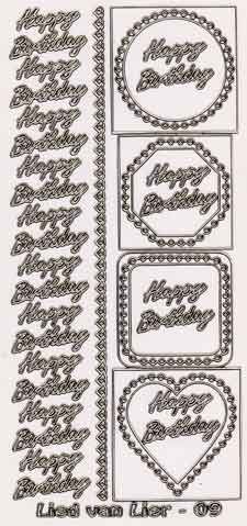 Happy Birthday - Lied van Lier  - Transparent Silver - Peel-Off Sticker Sheet