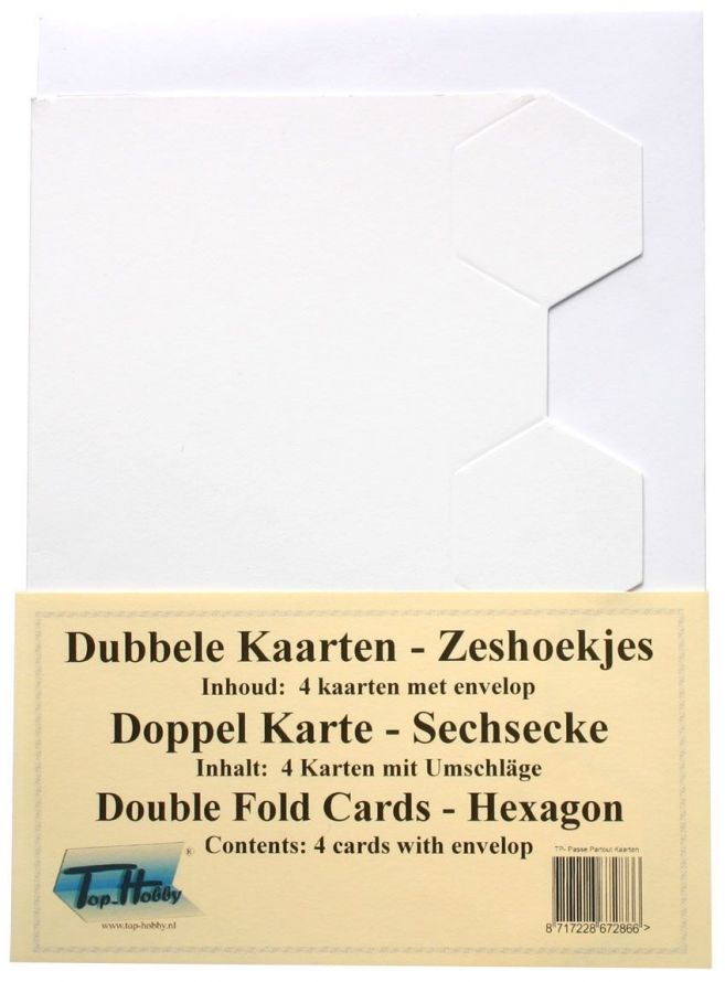 Hexagon - Doule Fold Cards Package - White