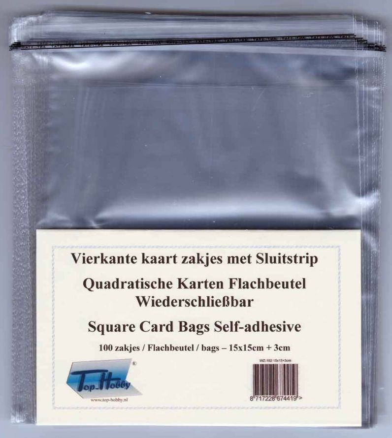 Square Greeting Cards Bags - Transparent - 15x15+3cm