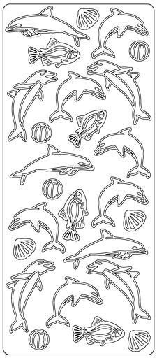 Dolphin - Bal - Shell- Peel-Off Stickersheet - Silver