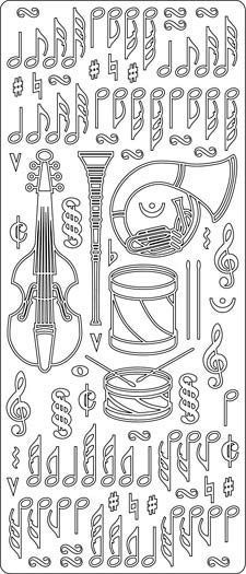 Musik Instrument - Peel-Off Stickers - Silber