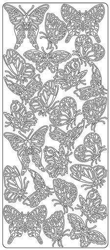 Schmetterlinge - gross  - Peel-Off Stickers - Silber
