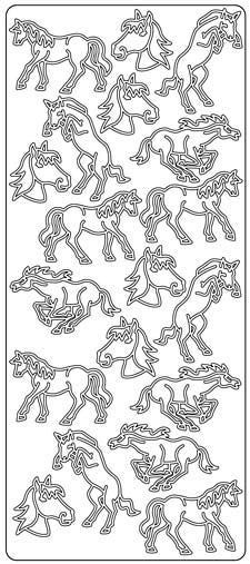 Horses - Peel-Off Sticker Sheet - Silver