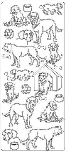 Honden - Peel-Off Stickervel - Goud