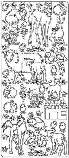 Young animals - Peel-Off Sticker Sheet - Gold