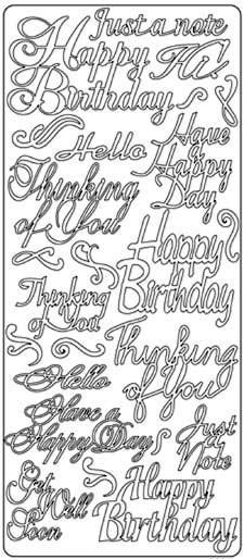 Happy Birthday + Various - Peel-Off Sticker Sheet - Silver
