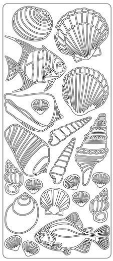 Shells - Fishes- Peel-Off Stickersheet - Silver