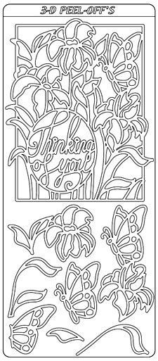 Flowers and Butterfly - Sticker Sheet - Silver