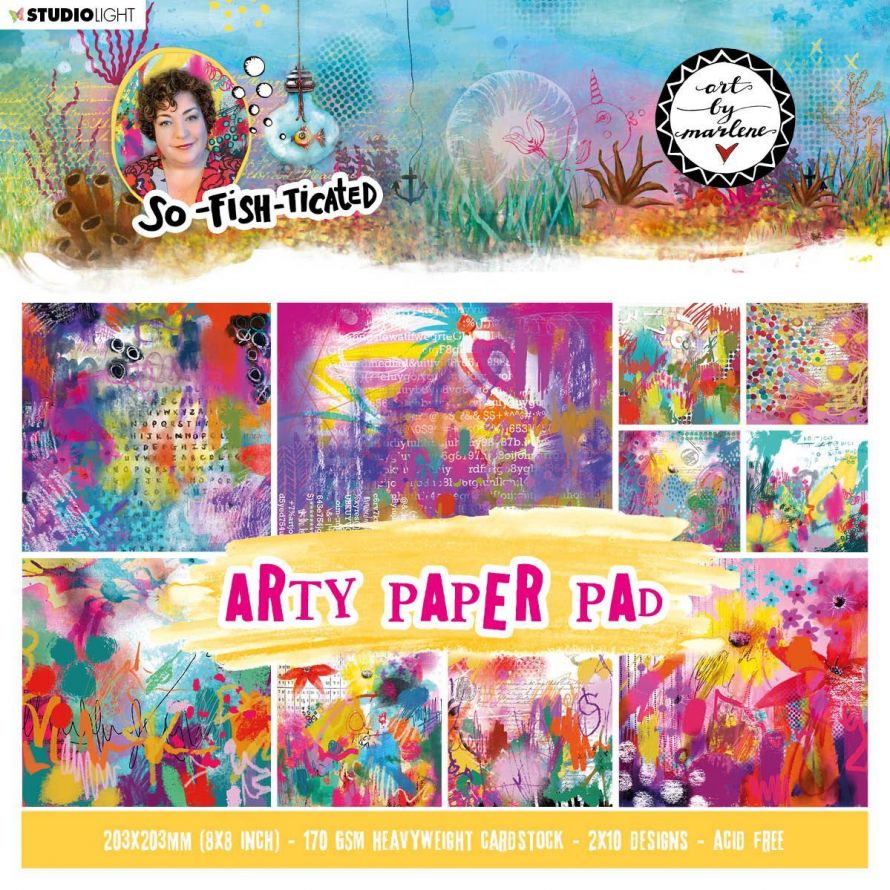 SSo-Fish-Ticated Arty Paper Pad - 203 x 203mm - 2 x 10 Designs