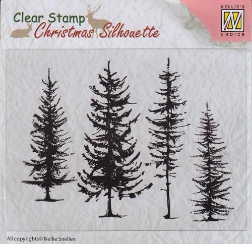 Transparante Stempel - Silhouette - Pine Trees