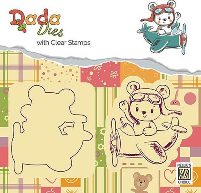 Transparent Stamps and Die-cut Stencil - DADA - Bear in Airoplane
