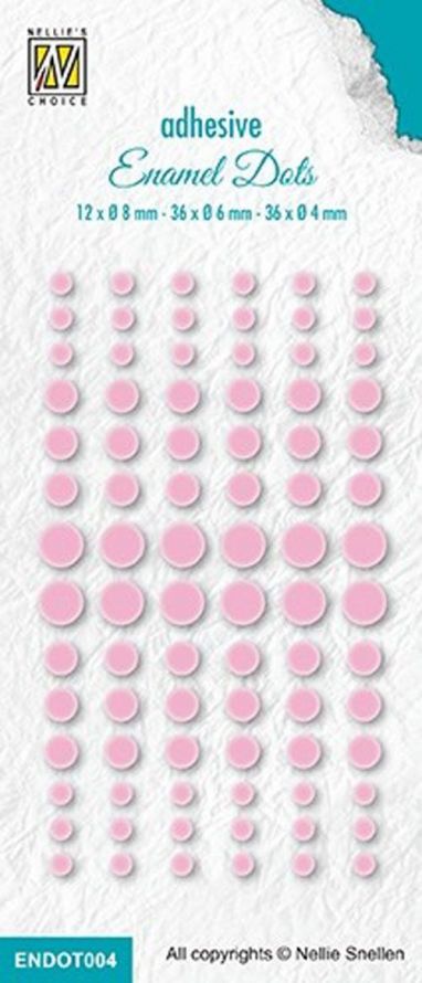 Adhesive Enamel Dots - Baby Pink -12x Ø 8mm, 36x Ø 6mm, 36X Ø 4mm