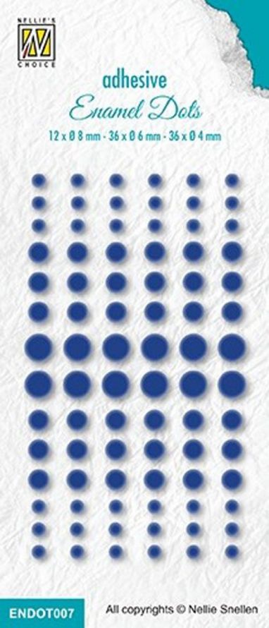 Adhesive Enamel Dots - Blue  -12x Ø 8mm, 36x Ø 6mm, 36x Ø 4mm