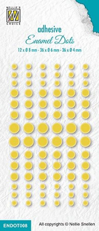 Adhesive Enamel Dots - Yellow  -12x Ø 8mm, 36x Ø 6mm, 36x Ø 4mm