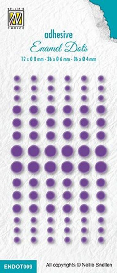 Adhesive Enamel Dots - Purple -12x Ø 8mm, 36x Ø 6mm, 36x Ø 4mm