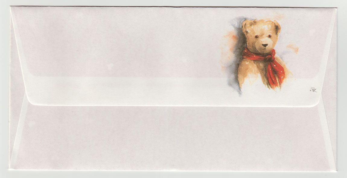 500 Envelopes - 9 x 18cm - Off White with bear print