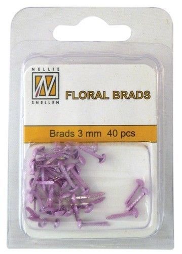 Floral Brads Glitter - Pink - 40 stuks