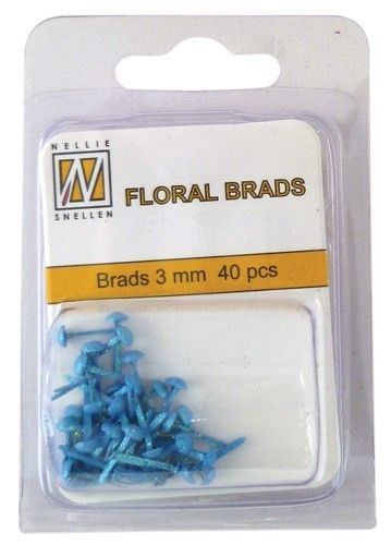 Floral Brads Glitter - Blauw - 40 stuks