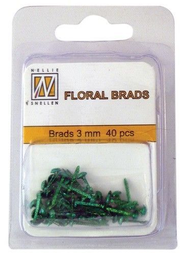 Floral Brads Glitter - Fles-Groen - 40 stuks 