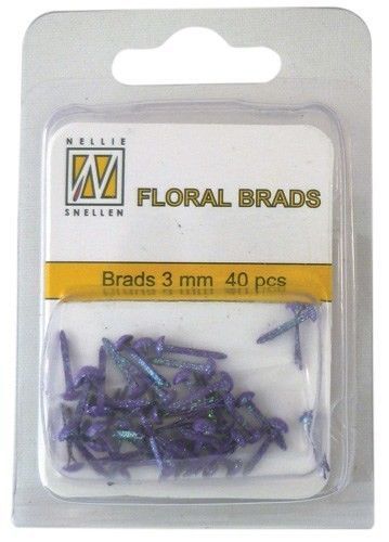 Floral Brads Glitter - Paars - 40 stuks