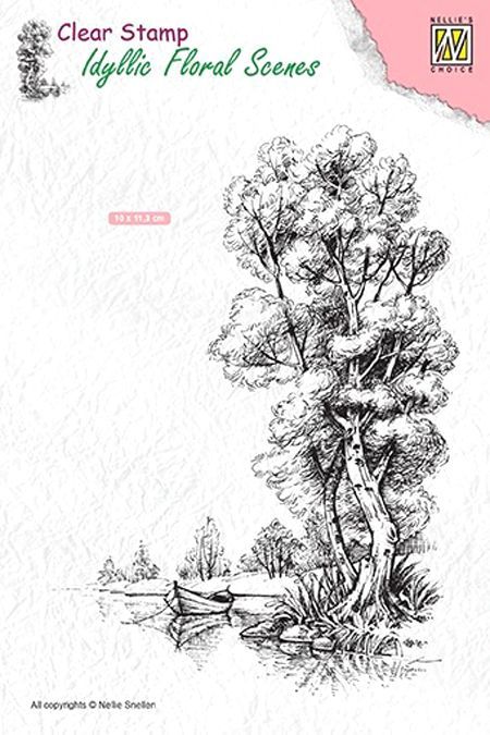 Transparante Stempel - Idyllic Floral Scenes - Tree with Boat